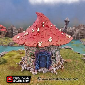 Mushroom House Printable Scenery