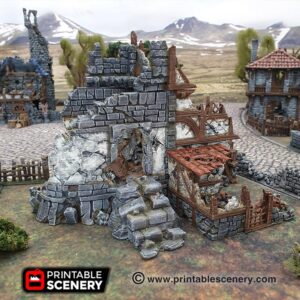 Printable Scenery Ruined War Cottage