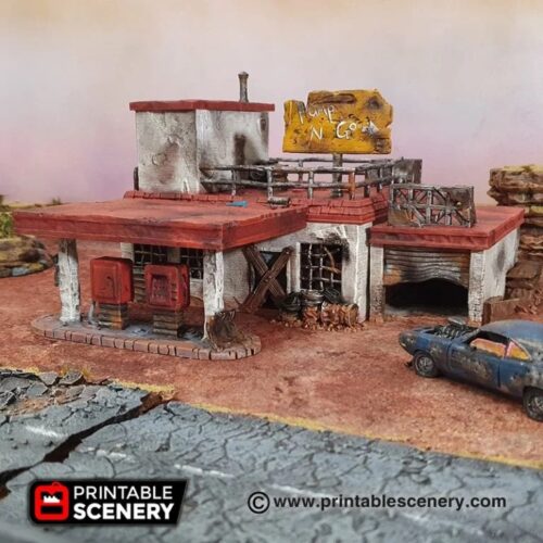 Printable Scenery - Derelict Gas Station
