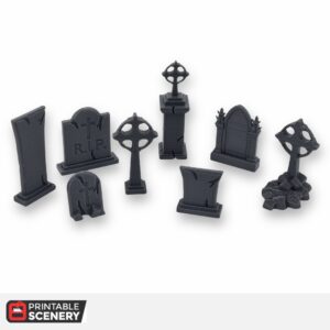 3D Printed Tombstones Age Of Sigmar Frostgrave Mordheim Warhammer tabletop battlefield scenery by The Artificers Forge