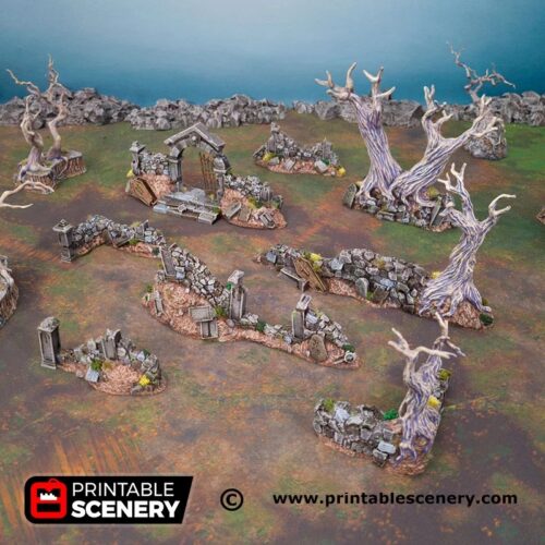 Printable Scenery - Hallowed Graveyard Walls