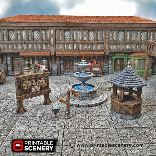 Printable Scenery - Town Square