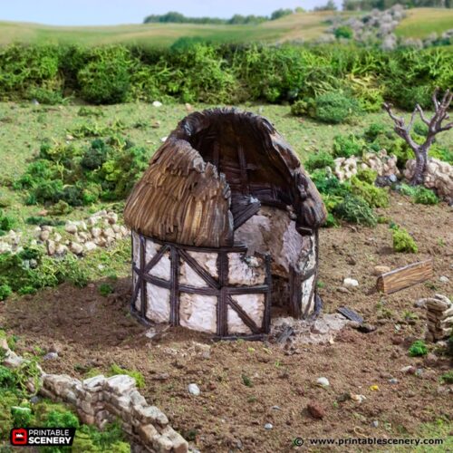 Printable Scenery - Ruined Small Round House