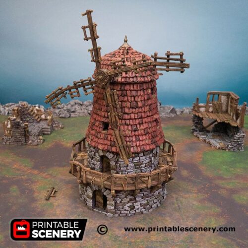 Printable Scenery - Haunted Windmill