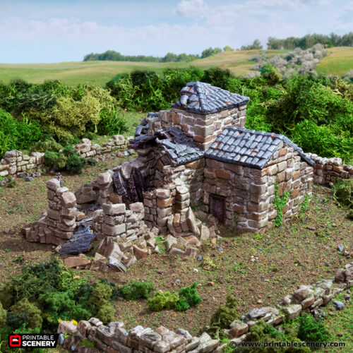 Printable Scenery - Ruined French Mausoleum