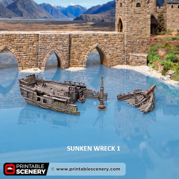 Printable Scenery - Sunken Wrecks