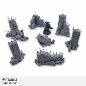 Sci-fi grimdark wargaming terrain – 28mm 3D printed battlefield scenery by The Artificers Forge