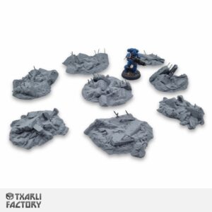 Sci-fi grimdark wargaming terrain – 28mm 3D printed battlefield scenery by The Artificers Forge